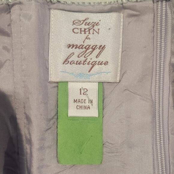 SUZI CHIN for MAGGY BOUTIQUE ~Grey Strapless Dress~Beautiful Draped Detail~Sz 12 - Picture 5 of 6